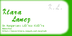 klara lancz business card